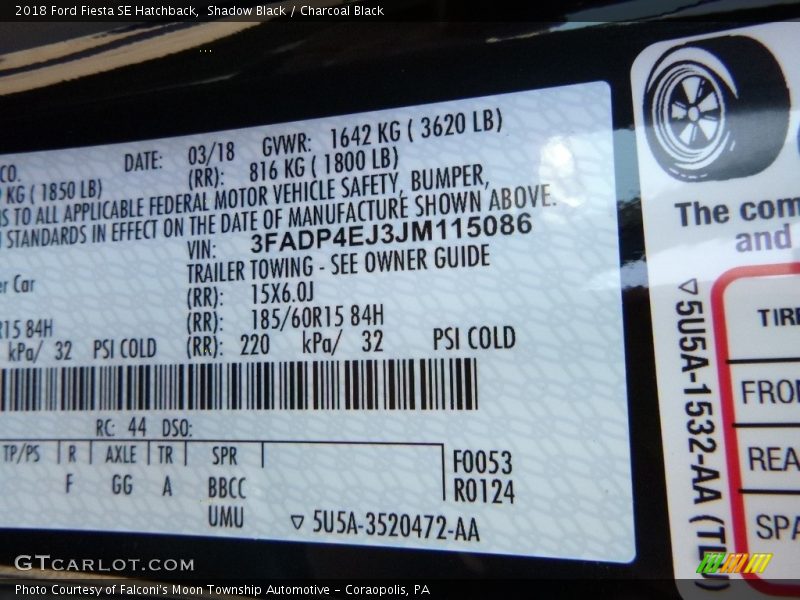 Shadow Black / Charcoal Black 2018 Ford Fiesta SE Hatchback
