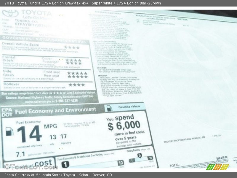 Super White / 1794 Edition Black/Brown 2018 Toyota Tundra 1794 Edition CrewMax 4x4