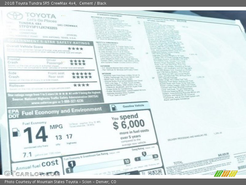 Cement / Black 2018 Toyota Tundra SR5 CrewMax 4x4