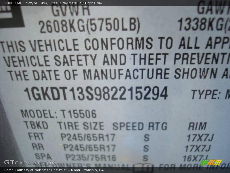 Steel Gray Metallic / Light Gray 2008 GMC Envoy SLE 4x4