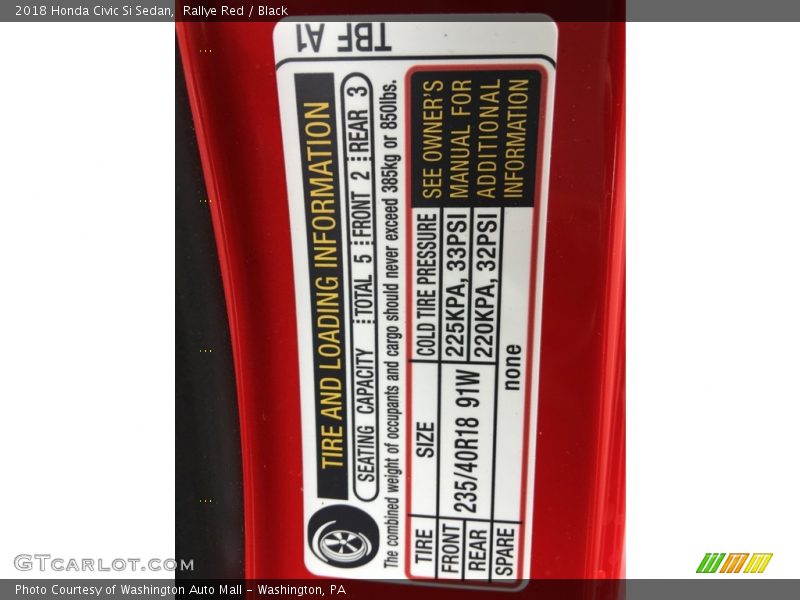 Rallye Red / Black 2018 Honda Civic Si Sedan