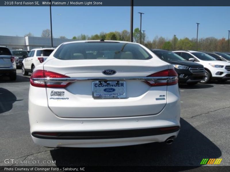 White Platinum / Medium Light Stone 2018 Ford Fusion SE