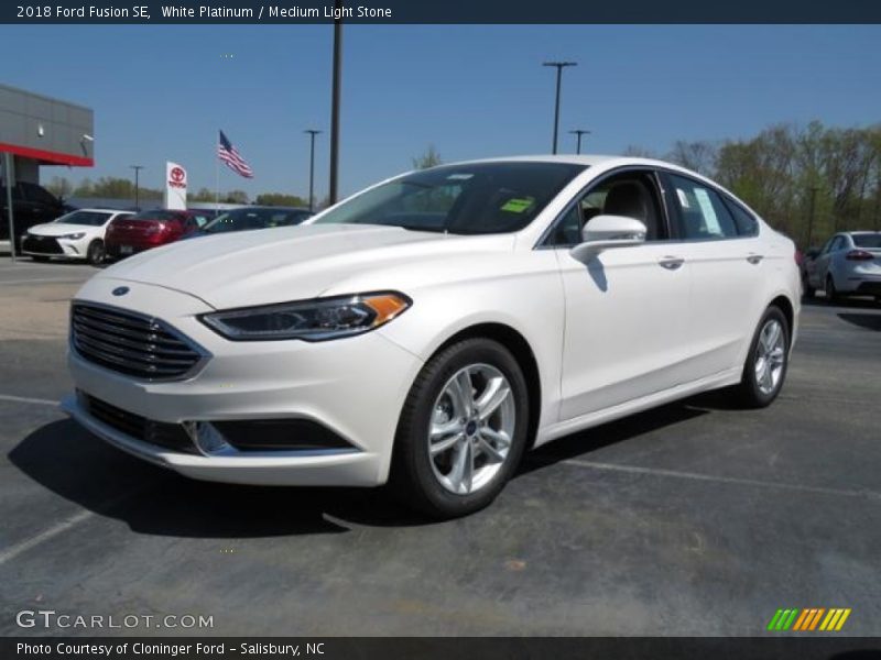 White Platinum / Medium Light Stone 2018 Ford Fusion SE