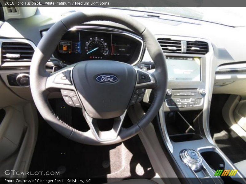 White Platinum / Medium Light Stone 2018 Ford Fusion SE