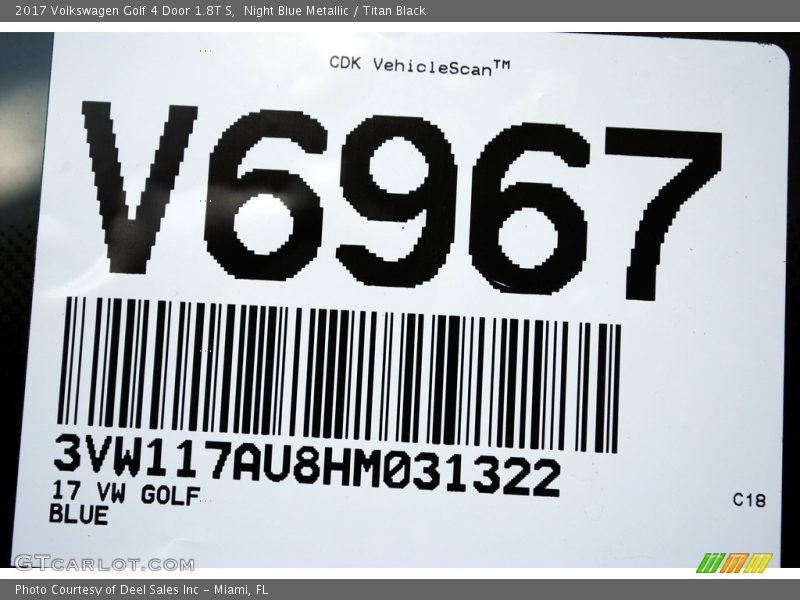 Night Blue Metallic / Titan Black 2017 Volkswagen Golf 4 Door 1.8T S
