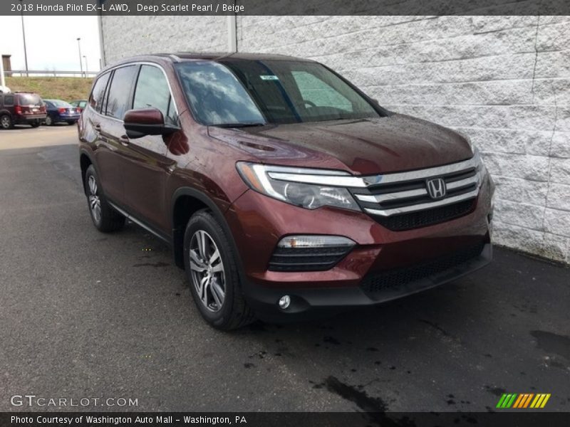 Deep Scarlet Pearl / Beige 2018 Honda Pilot EX-L AWD