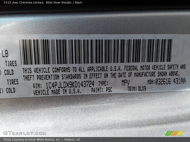 2019 Cherokee Limited Billet Silver Metallic Color Code PSC