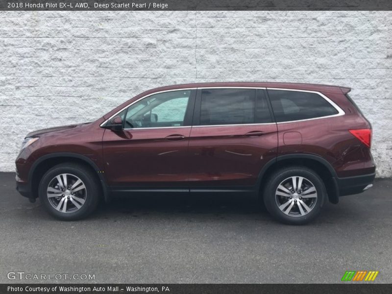 Deep Scarlet Pearl / Beige 2018 Honda Pilot EX-L AWD