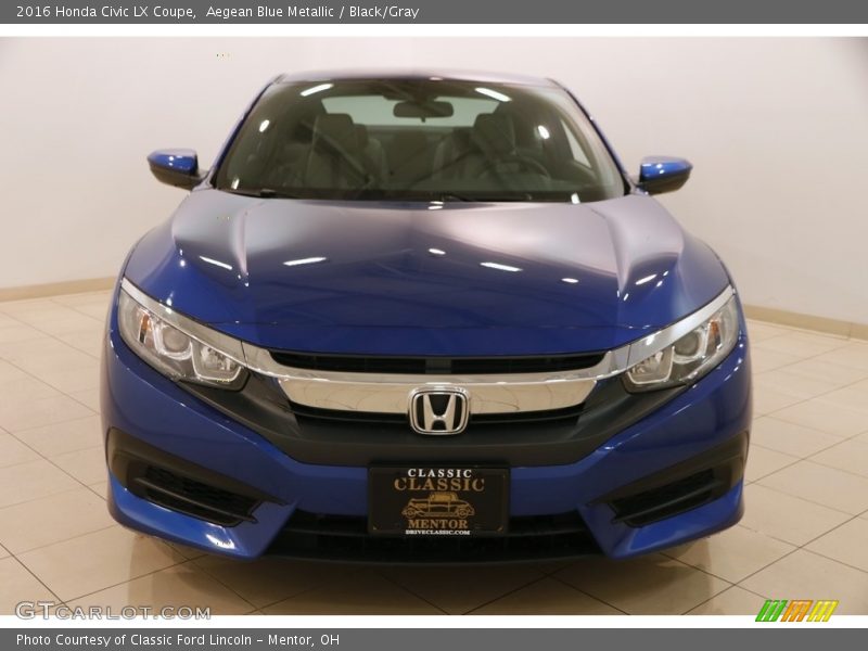 Aegean Blue Metallic / Black/Gray 2016 Honda Civic LX Coupe