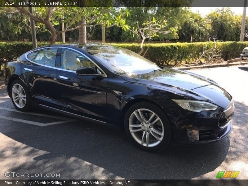 Blue Metallic / Tan 2014 Tesla Model S