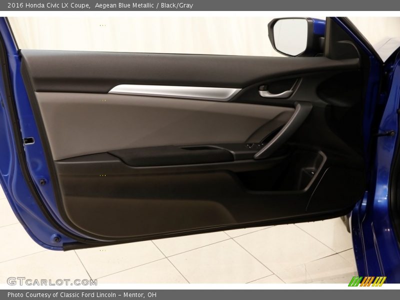Aegean Blue Metallic / Black/Gray 2016 Honda Civic LX Coupe