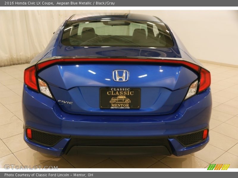 Aegean Blue Metallic / Black/Gray 2016 Honda Civic LX Coupe