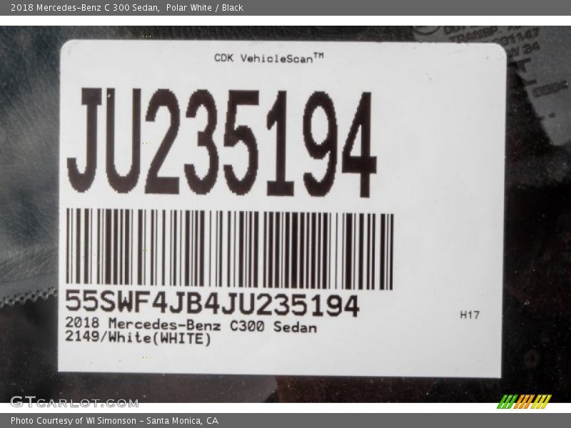 Polar White / Black 2018 Mercedes-Benz C 300 Sedan