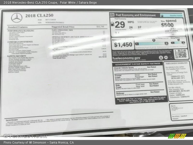 Polar White / Sahara Beige 2018 Mercedes-Benz CLA 250 Coupe