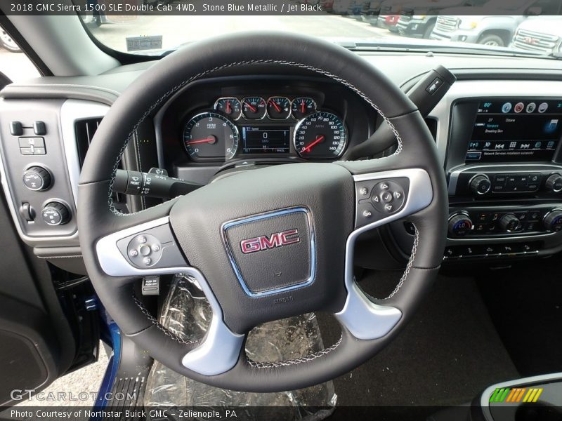 Stone Blue Metallic / Jet Black 2018 GMC Sierra 1500 SLE Double Cab 4WD