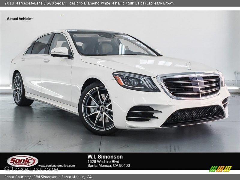 designo Diamond White Metallic / Silk Beige/Espresso Brown 2018 Mercedes-Benz S 560 Sedan
