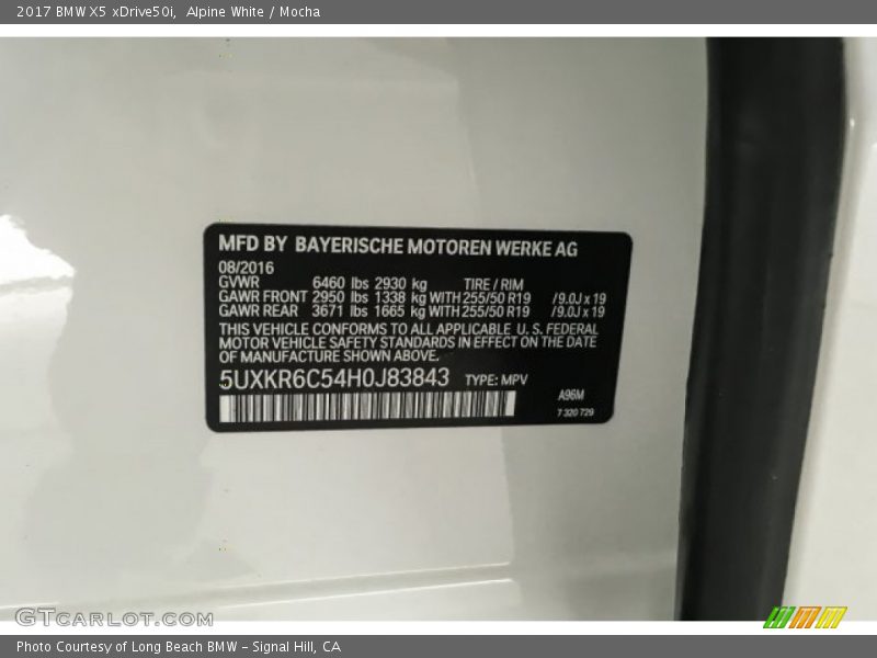 Alpine White / Mocha 2017 BMW X5 xDrive50i