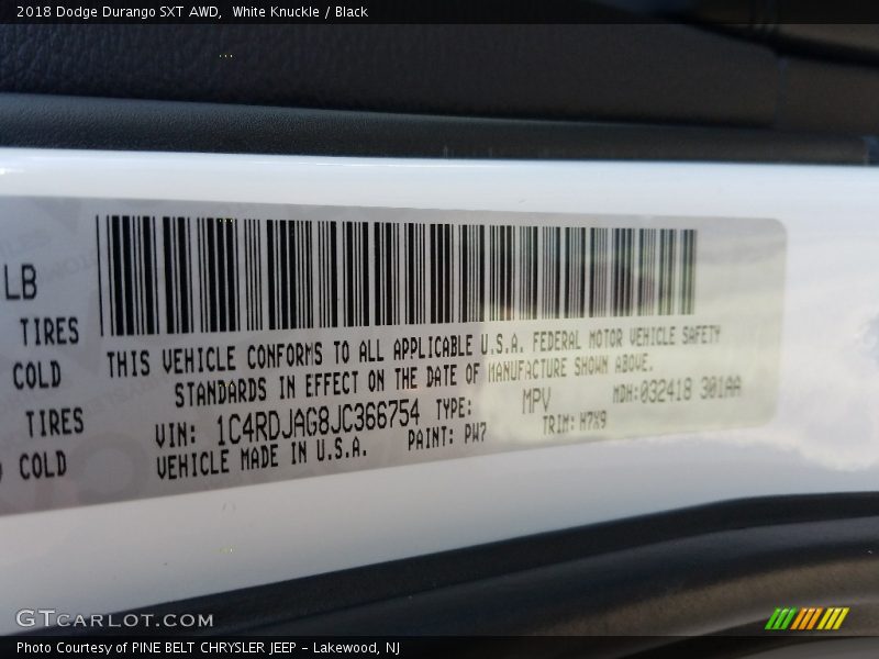 White Knuckle / Black 2018 Dodge Durango SXT AWD