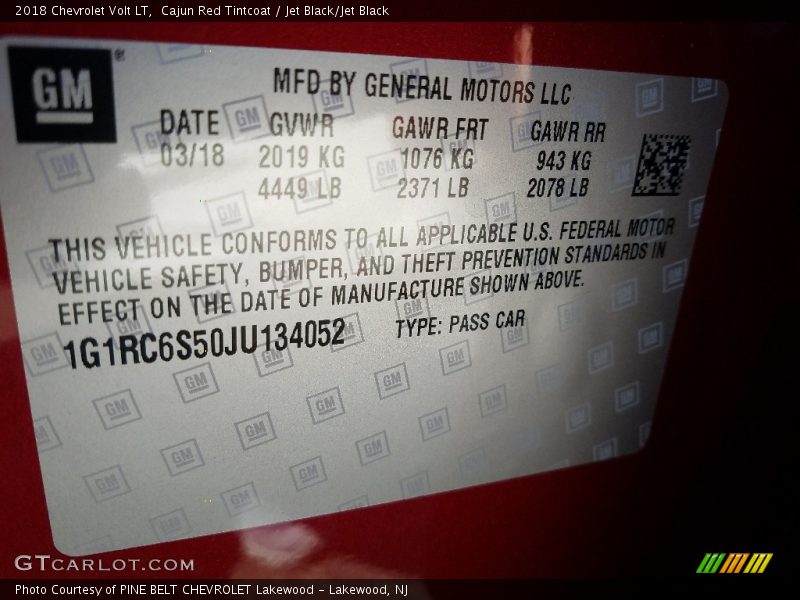 Cajun Red Tintcoat / Jet Black/Jet Black 2018 Chevrolet Volt LT