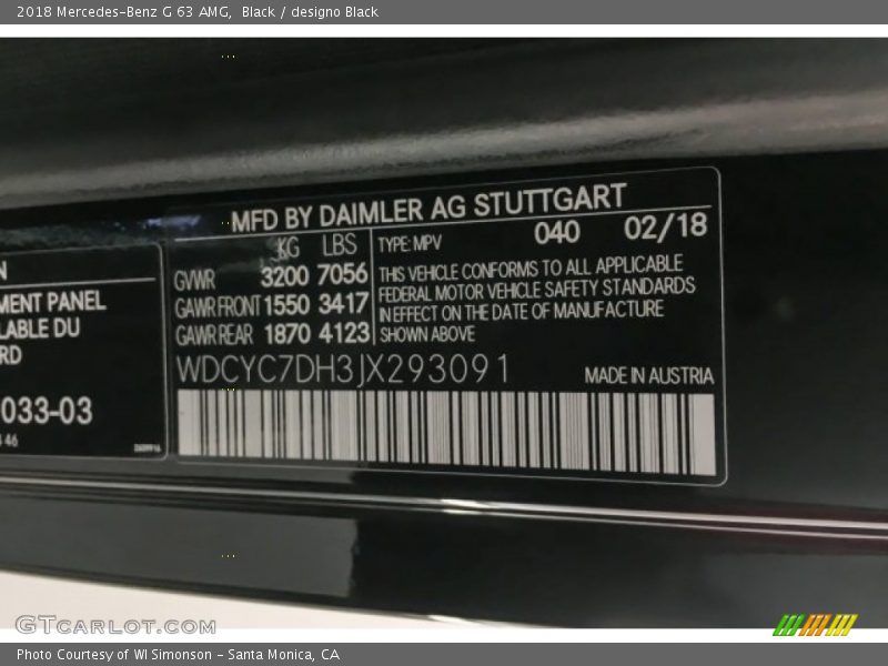 Black / designo Black 2018 Mercedes-Benz G 63 AMG