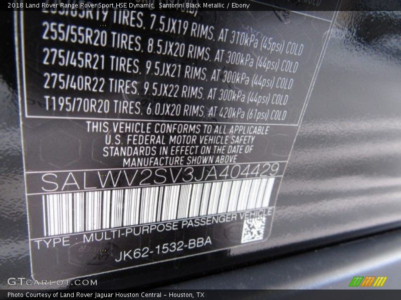 Santorini Black Metallic / Ebony 2018 Land Rover Range Rover Sport HSE Dynamic