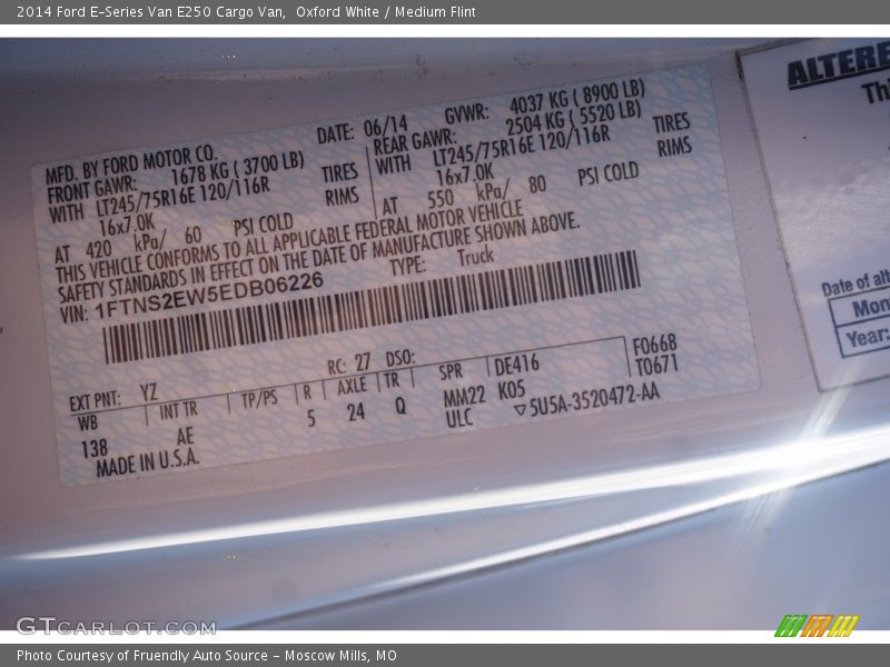 Oxford White / Medium Flint 2014 Ford E-Series Van E250 Cargo Van