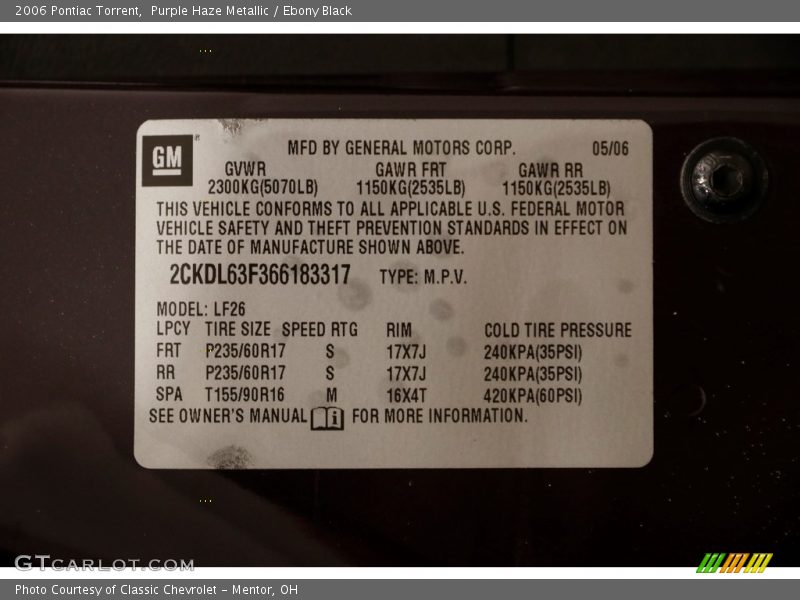 Purple Haze Metallic / Ebony Black 2006 Pontiac Torrent