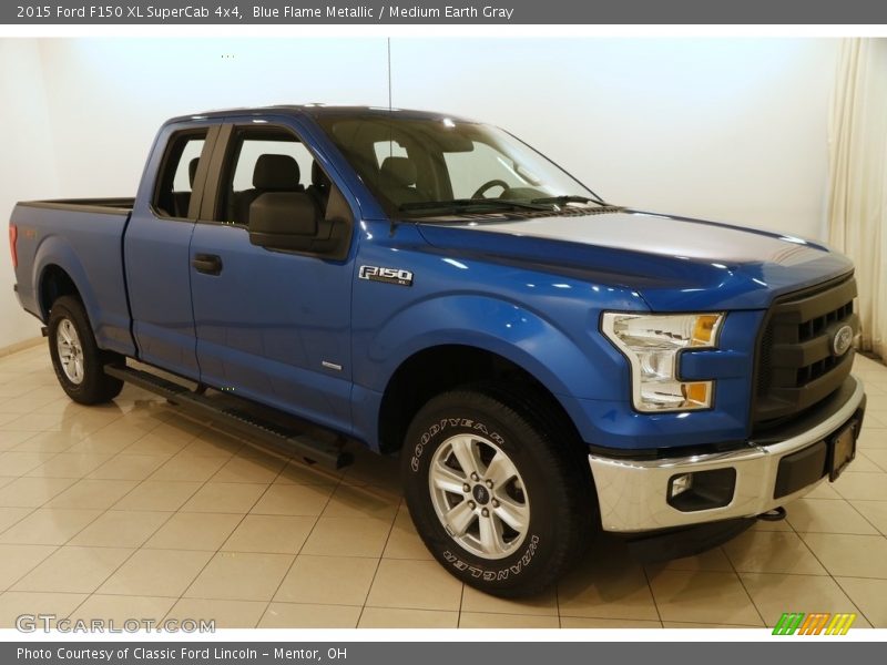 Blue Flame Metallic / Medium Earth Gray 2015 Ford F150 XL SuperCab 4x4