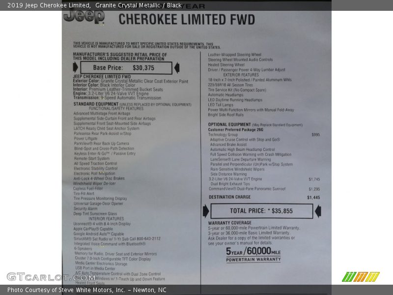 Granite Crystal Metallic / Black 2019 Jeep Cherokee Limited