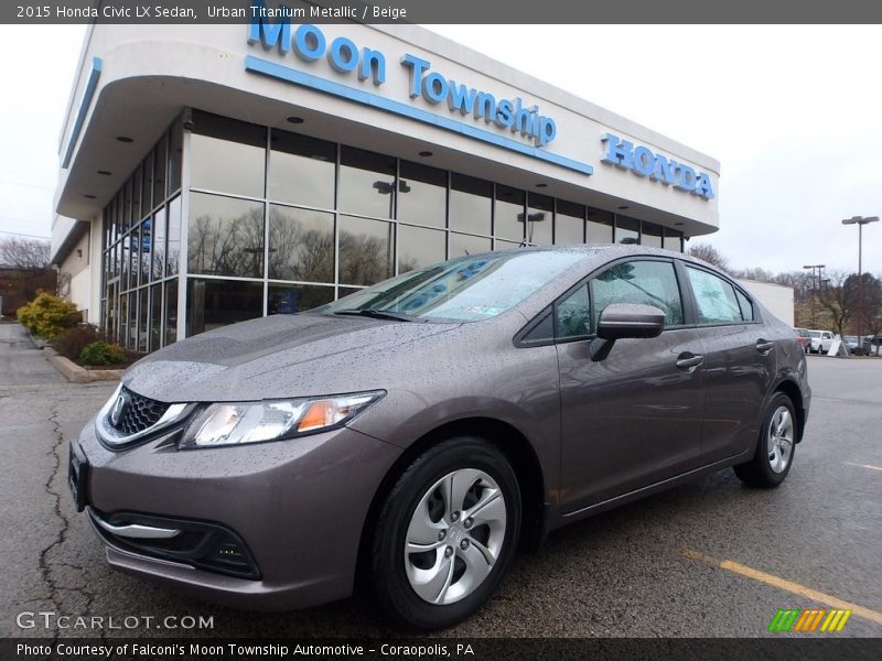 Urban Titanium Metallic / Beige 2015 Honda Civic LX Sedan
