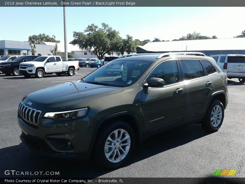 Olive Green Pearl / Black/Light Frost Beige 2019 Jeep Cherokee Latitude