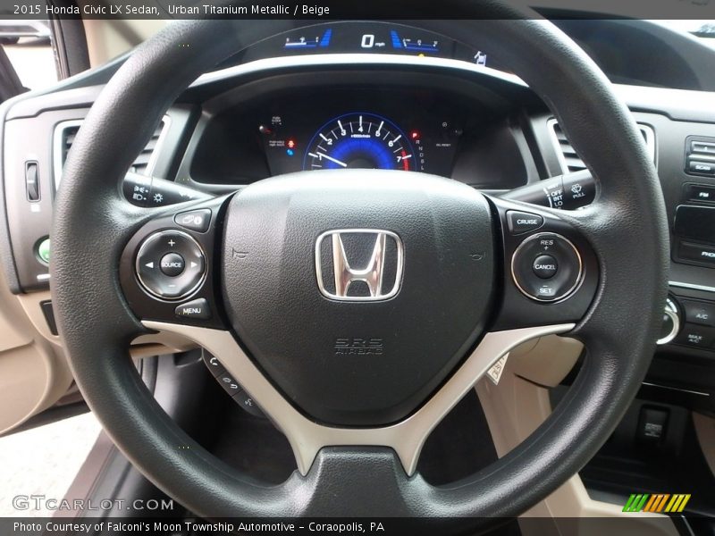 Urban Titanium Metallic / Beige 2015 Honda Civic LX Sedan