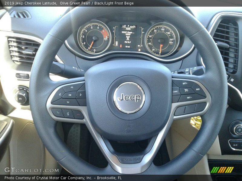 Olive Green Pearl / Black/Light Frost Beige 2019 Jeep Cherokee Latitude