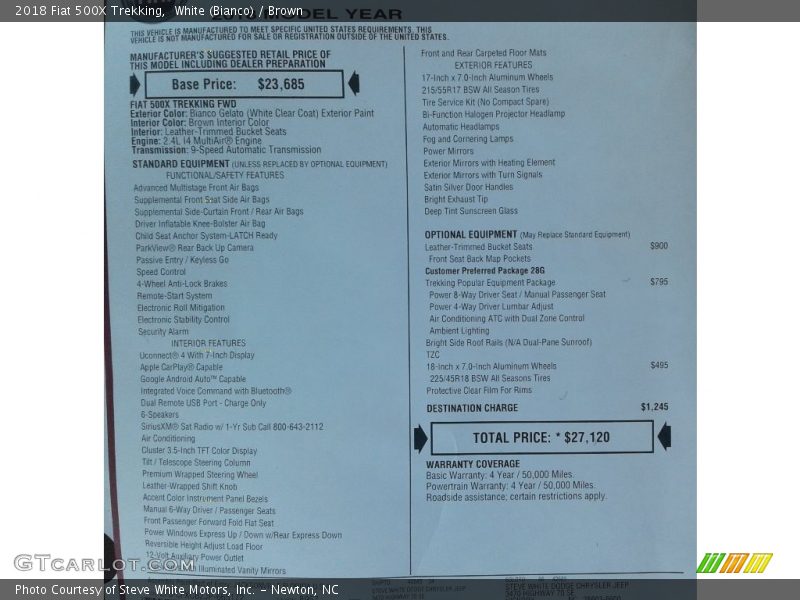  2018 500X Trekking Window Sticker