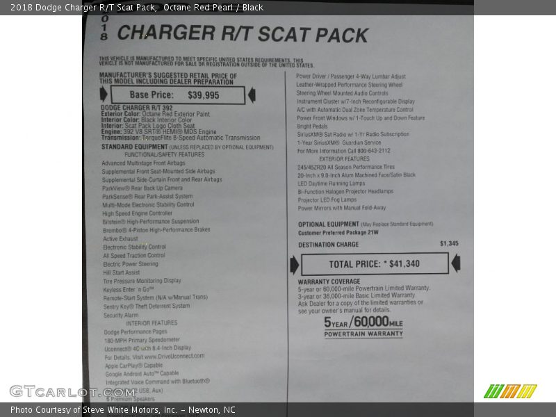 Octane Red Pearl / Black 2018 Dodge Charger R/T Scat Pack