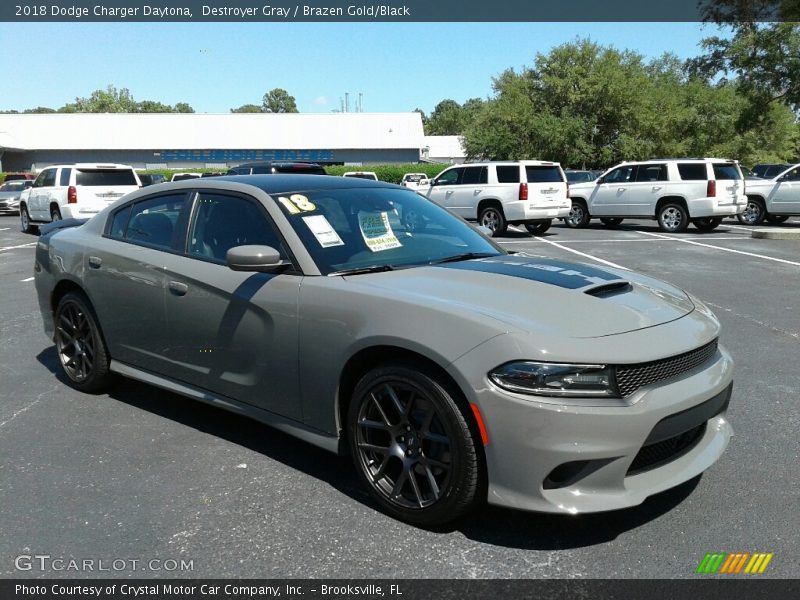Destroyer Gray / Brazen Gold/Black 2018 Dodge Charger Daytona