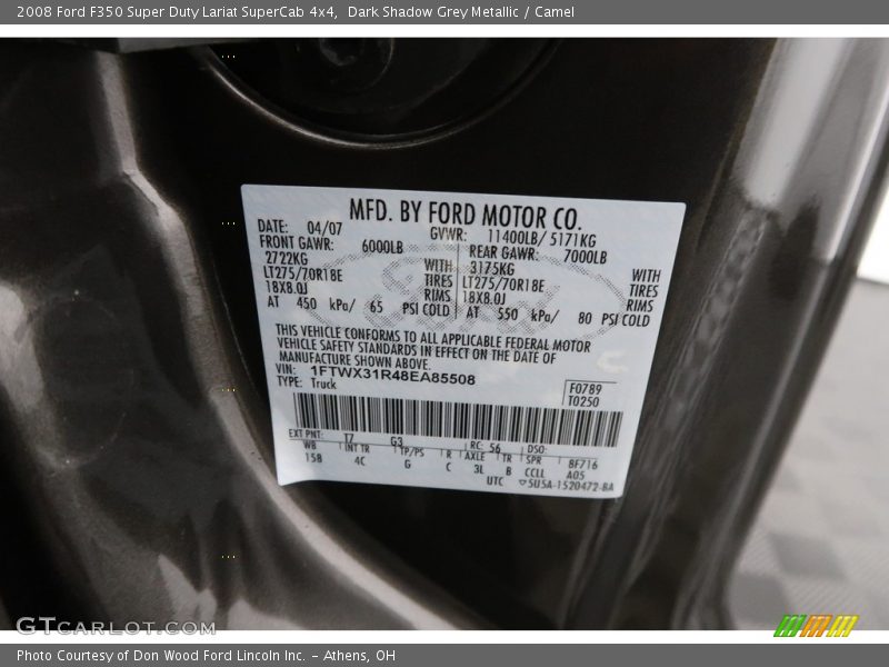 Dark Shadow Grey Metallic / Camel 2008 Ford F350 Super Duty Lariat SuperCab 4x4