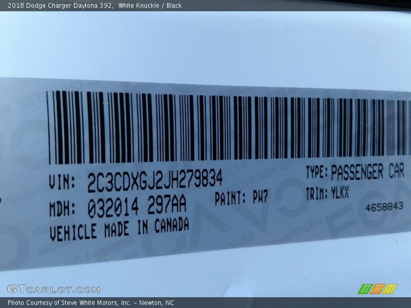 White Knuckle / Black 2018 Dodge Charger Daytona 392