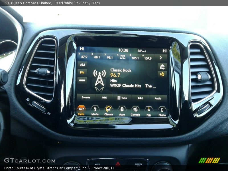 Pearl White Tri–Coat / Black 2018 Jeep Compass Limited