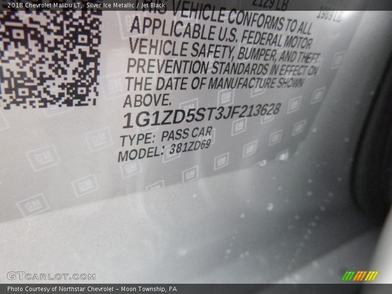 Silver Ice Metallic / Jet Black 2018 Chevrolet Malibu LT