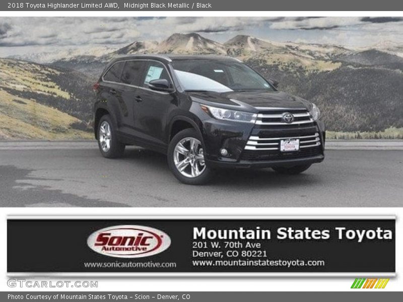Midnight Black Metallic / Black 2018 Toyota Highlander Limited AWD