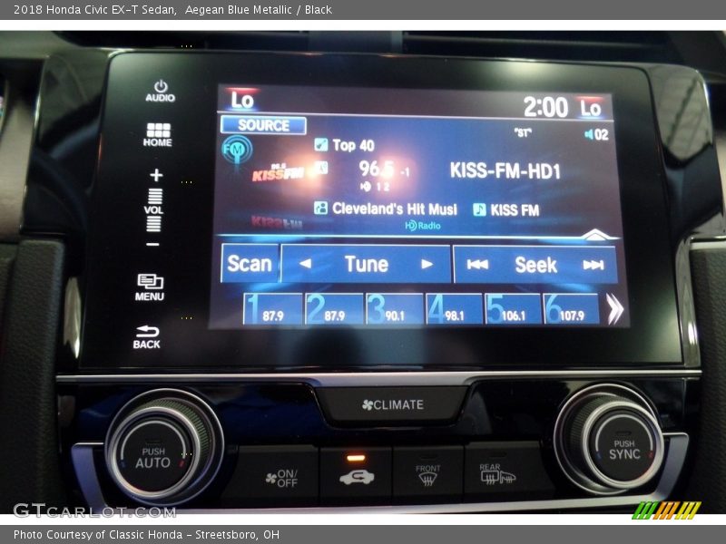 Aegean Blue Metallic / Black 2018 Honda Civic EX-T Sedan