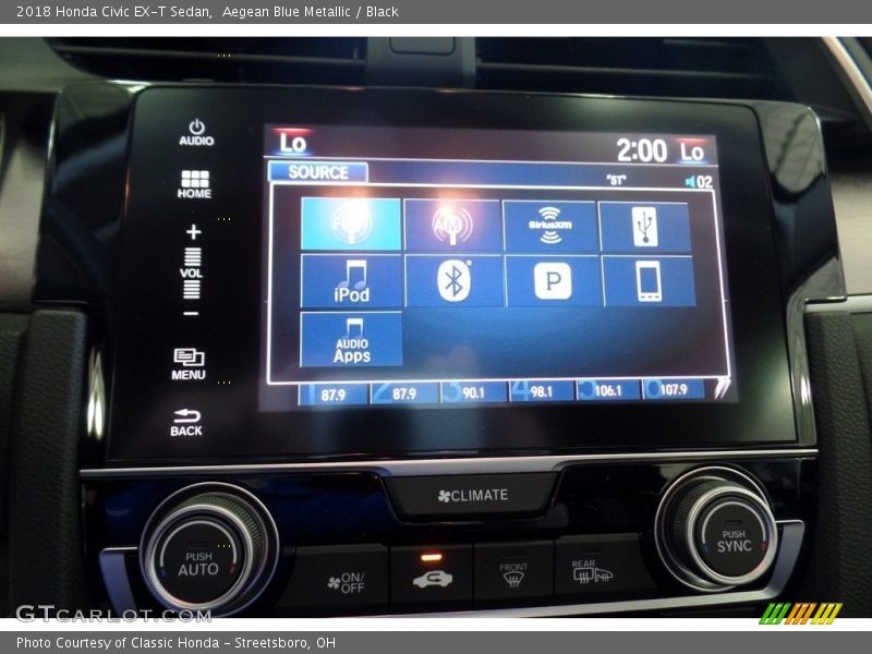 Aegean Blue Metallic / Black 2018 Honda Civic EX-T Sedan