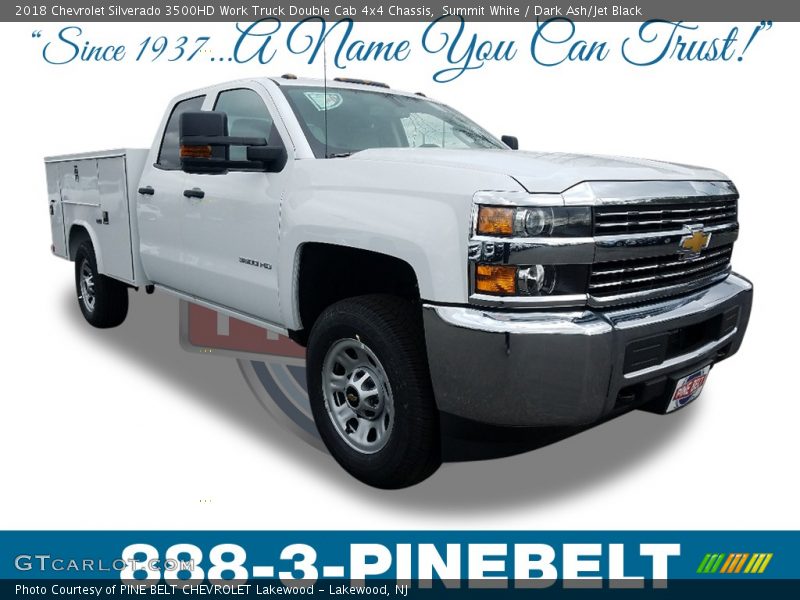 Summit White / Dark Ash/Jet Black 2018 Chevrolet Silverado 3500HD Work Truck Double Cab 4x4 Chassis