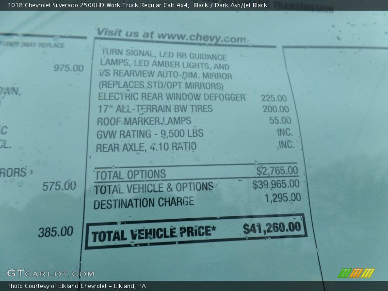 Black / Dark Ash/Jet Black 2018 Chevrolet Silverado 2500HD Work Truck Regular Cab 4x4