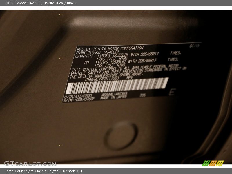 Pyrite Mica / Black 2015 Toyota RAV4 LE