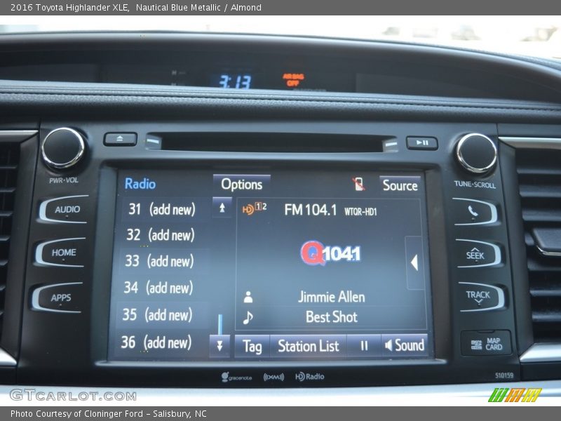 Nautical Blue Metallic / Almond 2016 Toyota Highlander XLE