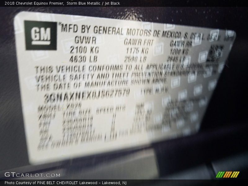 Storm Blue Metallic / Jet Black 2018 Chevrolet Equinox Premier
