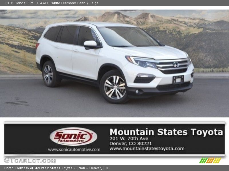White Diamond Pearl / Beige 2016 Honda Pilot EX AWD