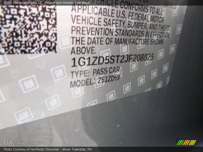 Pepperdust Metallic / Jet Black 2018 Chevrolet Malibu LT